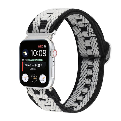 Metal Japanese Buckle Elastic Nylon Watch Band For Apple Watch Series 7 45mm / 6 & SE & 5 & 4 44mm / 3 & 2 & 1 42mm(21) by bashfashion