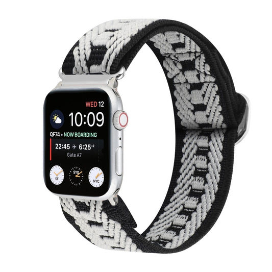 Metal Japanese Buckle Elastic Nylon Watch Band For Apple Watch Series 7 45mm / 6 & SE & 5 & 4 44mm / 3 & 2 & 1 42mm(21) by bashfashion