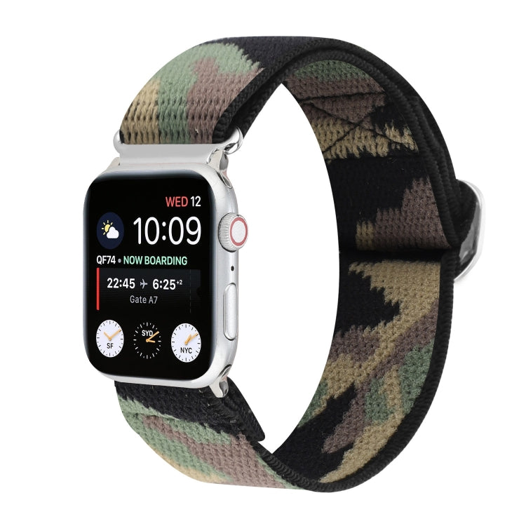 Metal Japanese Buckle Elastic Nylon Watch Band For Apple Watch Series 9&8&7 41mm / SE 3&SE 2&6&SE&5&4 40mm / 3&2&1 38mm(9) by bashfashion