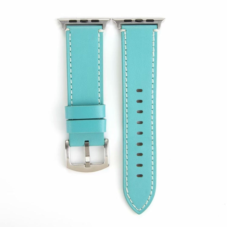 Calfskin Genuine Leather Watch Band For Apple Watch Series 7 41mm / 6 & SE & 5 & 4 40mm / 3 & 2 & 1 38mm(Blue) by bashfashion