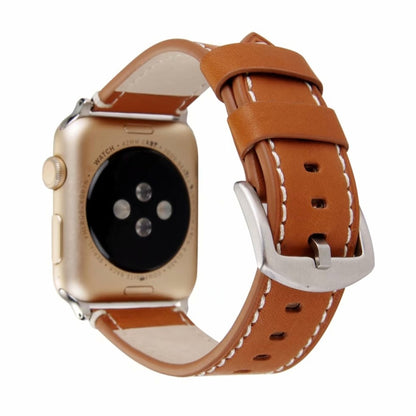 Calfskin Genuine Leather Watch Band For Apple Watch Series 7 41mm / 6 & SE & 5 & 4 40mm / 3 & 2 & 1 38mm(Brown) by bashfashion