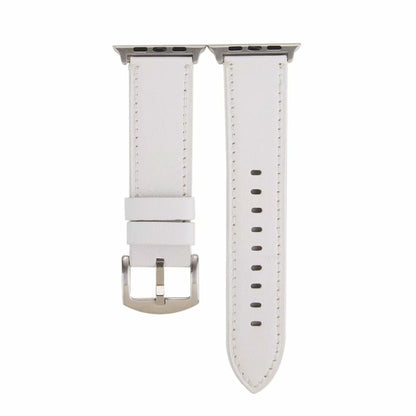 Calfskin Genuine Leather Watch Band For Apple Watch Series 7 45mm / 6 & SE & 5 & 4 44mm / 3 & 2 & 1 42mm(White) by bashfashion