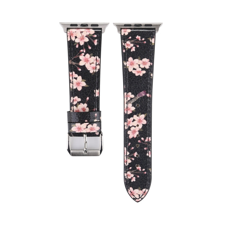 Plum Series Leather Watch Band For Apple Watch Series 9&8&7 41mm / SE 3&SE 2&6&SE&5&4 40mm / 3&2&1 38mm(Black) by bashfashion