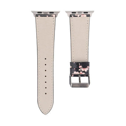 Plum Series Leather Watch Band For Apple Watch Series 9&8&7 41mm / SE 3&SE 2&6&SE&5&4 40mm / 3&2&1 38mm(Black) by bashfashion