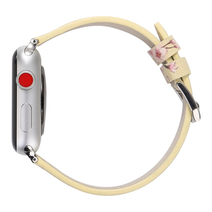 Plum Series Leather Watch Band For Apple Watch Series 9&8&7 41mm / SE 3&SE 2&6&SE&5&4 40mm / 3&2&1 38mm(Yellow) by bashfashion