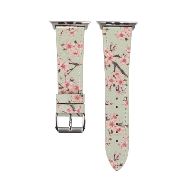 Plum Series Leather Watch Band For Apple Watch Series 9&8&7 41mm / SE 3&SE 2&6&SE&5&4 40mm / 3&2&1 38mm(Green) by bashfashion