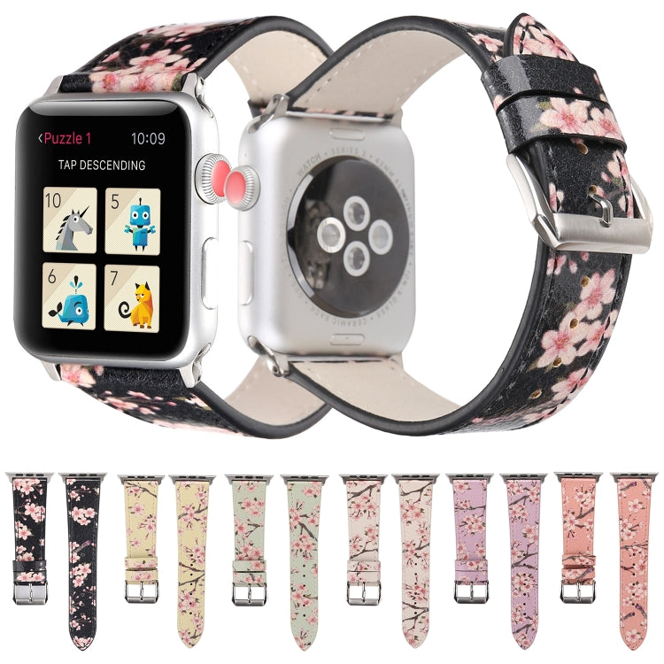 Plum Series Leather Watch Band For Apple Watch Series 9&8&7 41mm / SE 3&SE 2&6&SE&5&4 40mm / 3&2&1 38mm(Pink) by bashfashion
