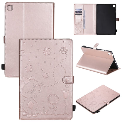 For Samsung Galaxy S6 Lite P610 Cat Bee Embossing Pattern Shockproof Table PC Protective Horizontal Flip Leather Case with Holder & Card Slots & Wallet & Pen Slot & Wake-up / Sleep Function(Rose Gold) by bashfashion