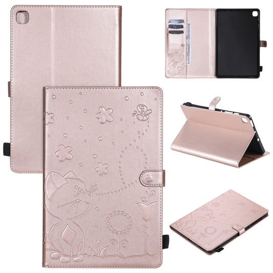 For Samsung Galaxy S6 Lite P610 Cat Bee Embossing Pattern Shockproof Table PC Protective Horizontal Flip Leather Case with Holder & Card Slots & Wallet & Pen Slot & Wake-up / Sleep Function(Rose Gold) by bashfashion