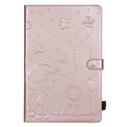 For Samsung Galaxy S6 Lite P610 Cat Bee Embossing Pattern Shockproof Table PC Protective Horizontal Flip Leather Case with Holder & Card Slots & Wallet & Pen Slot & Wake-up / Sleep Function(Rose Gold) by bashfashion