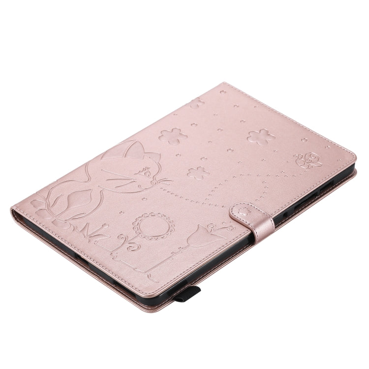 For Samsung Galaxy S6 Lite P610 Cat Bee Embossing Pattern Shockproof Table PC Protective Horizontal Flip Leather Case with Holder & Card Slots & Wallet & Pen Slot & Wake-up / Sleep Function(Rose Gold) by bashfashion