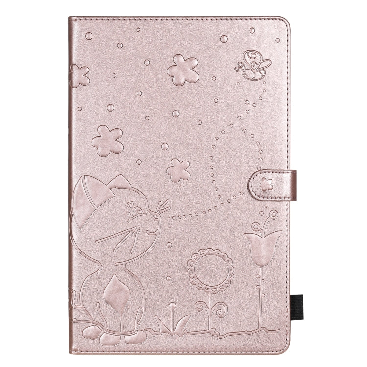 For Samsung Galaxy Tab S6 T860 Cat Bee Embossing Pattern Shockproof Table PC Protective Horizontal Flip Leather Case with Holder & Card Slots & Wallet & Pen Slot & Wake-up / Sleep Function(Rose Gold) by bashfashion