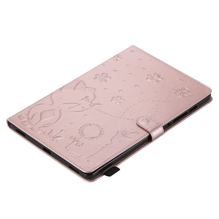 For Samsung Galaxy Tab S6 T860 Cat Bee Embossing Pattern Shockproof Table PC Protective Horizontal Flip Leather Case with Holder & Card Slots & Wallet & Pen Slot & Wake-up / Sleep Function(Rose Gold) by bashfashion