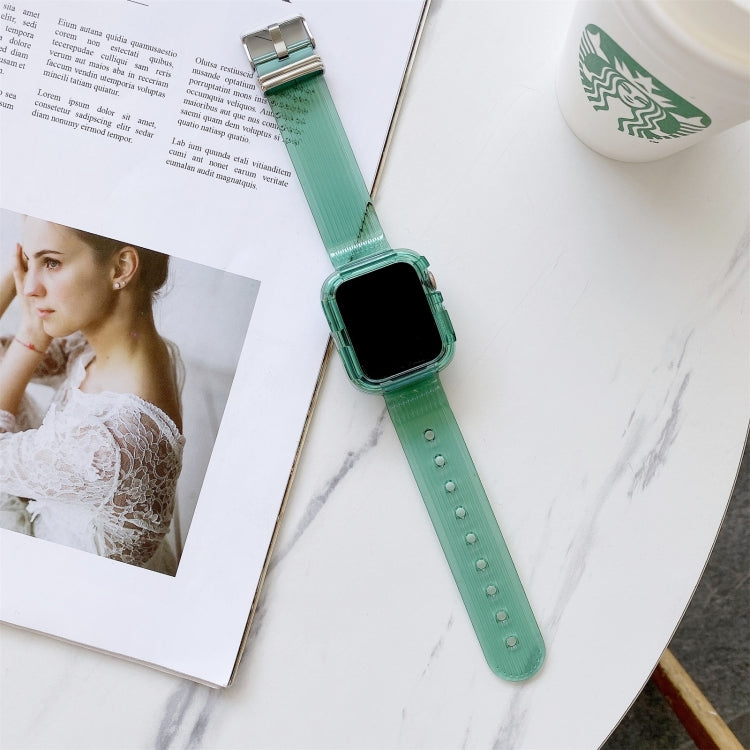 Candy Color Transparent TPU Watch Band For Apple Watch Series 7 41mm / & 6 & SE & 5 & 4 40mm (Green) by bashfashion