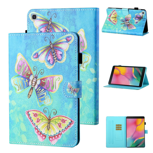 For Samsung Galaxy Tab A 8.0 (2019) T290/T295 Coloured Drawing Stitching Horizontal Flip Leather Case with Holder & Card Slot (Colorful Butterflies) by bashfashion