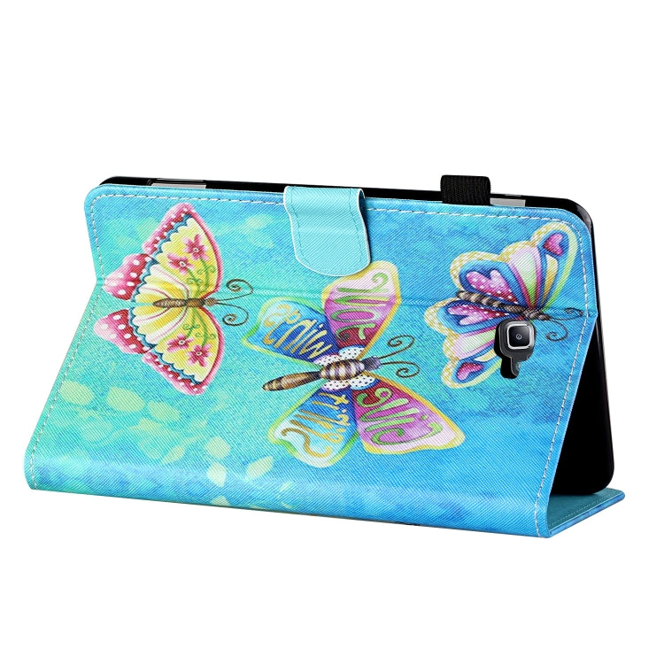 For Samsung Galaxy Tab A 10.1 (2016) T580/T585 Coloured Drawing Stitching Horizontal Flip Leather Case with Holder & Card Slot & Sleep / Wake-up Function(Colorful Butterflies) by bashfashion
