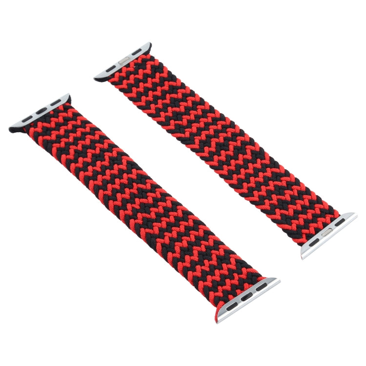 Mixed Color Nylon Braided Single Loop Watch Band For Apple Watch Series 9&8&7 41mm / SE 3&SE 2&6&SE&5&4 40mm / 3&2&1 38mm, Size:S(Red Black) by bashfashion