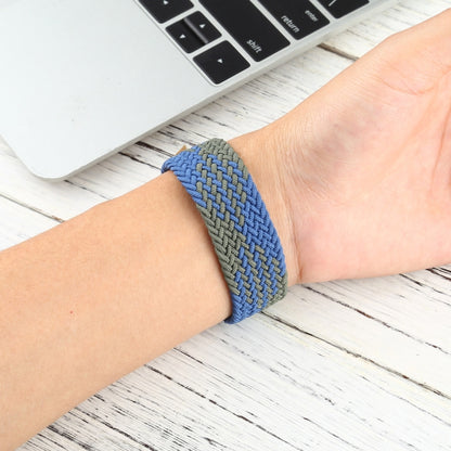 Mixed Color Nylon Braided Single Loop Watch Band For Apple Watch Series 9&8&7 41mm / SE 3&SE 2&6&SE&5&4 40mm / 3&2&1 38mm, Size:S(Blue Green) by bashfashion