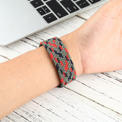 Mixed Color Nylon Braided Single Loop Watch Band For Apple Watch Series 9&8&7 41mm / SE 3&SE 2&6&SE&5&4 40mm / 3&2&1 38mm, Size:S(Green Camouflage) by bashfashion