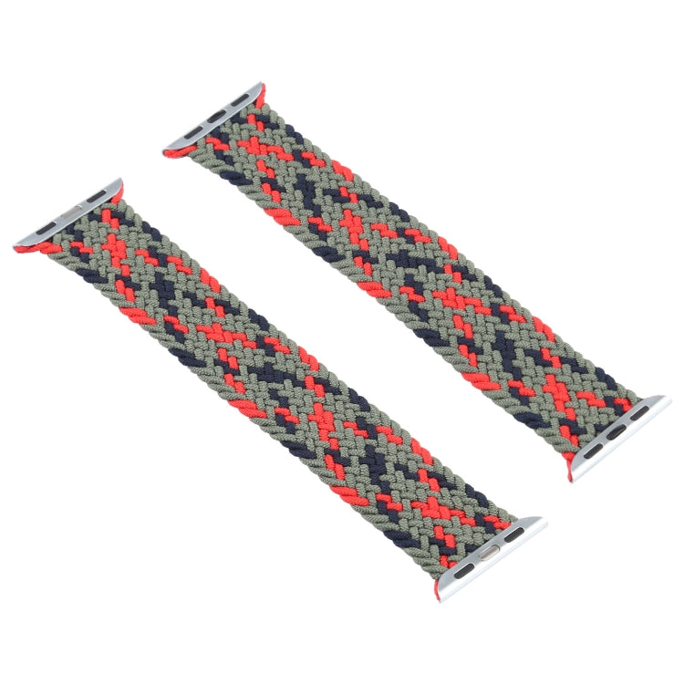 Mixed Color Nylon Braided Single Loop Watch Band For Apple Watch Series 9&8&7 41mm / SE 3&SE 2&6&SE&5&4 40mm / 3&2&1 38mm, Size:M(Green Camouflage) by bashfashion