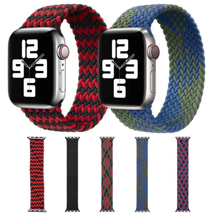 Mixed Color Nylon Braided Single Loop Watch Band For Apple Watch Series 9&8&7 41mm / SE 3&SE 2&6&SE&5&4 40mm / 3&2&1 38mm, Size:L(Green Camouflage) by bashfashion