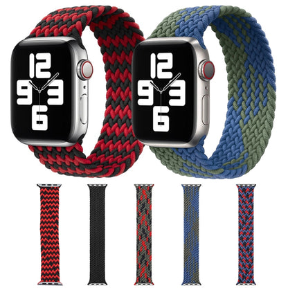 Mixed Color Nylon Braided Single Loop Watch Band For Apple Watch Series 9&8&7 41mm / SE 3&SE 2&6&SE&5&4 40mm / 3&2&1 38mm, Size:L(Green Camouflage) by bashfashion
