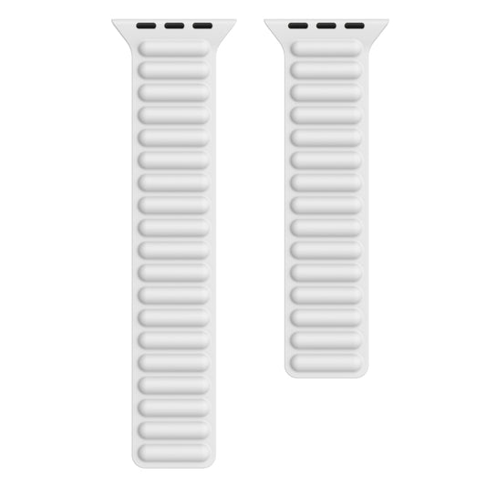 Silicone Magnetic Chain Watch Band For Apple Watch Series 7 41mm / 6 & SE & 5 & 4 40mm / 3 & 2 & 1 38mm(White) by bashfashion