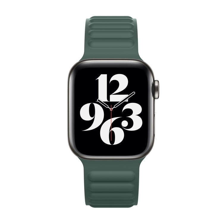 Silicone Magnetic Chain Watch Band For Apple Watch Series 7 41mm / 6 & SE & 5 & 4 40mm / 3 & 2 & 1 38mm(Olive Green) by bashfashion