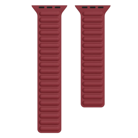 Silicone Magnetic Chain Watch Band For Apple Watch Series 7 41mm / 6 & SE & 5 & 4 40mm / 3 & 2 & 1 38mm(Wine Red) by bashfashion