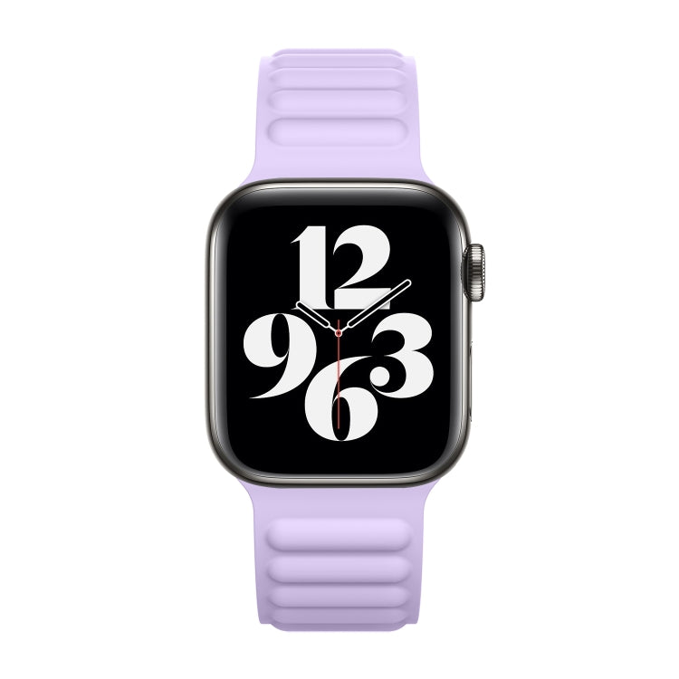 Silicone Magnetic Chain Watch Band For Apple Watch Series 7 41mm / 6 & SE & 5 & 4 40mm / 3 & 2 & 1 38mm(Light Purple) by bashfashion