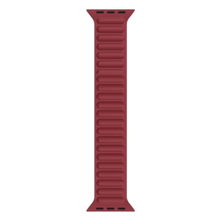 Silicone Magnetic Chain Watch Band For Apple Watch Series 7 45mm / 6 & SE & 5 & 4 44mm / 3 & 2 & 1 42mm(Wine Red) by bashfashion