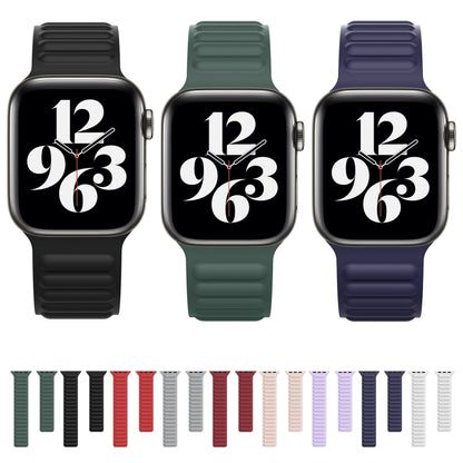 Silicone Magnetic Chain Watch Band For Apple Watch Series 7 45mm / 6 & SE & 5 & 4 44mm / 3 & 2 & 1 42mm(Wine Red) by bashfashion