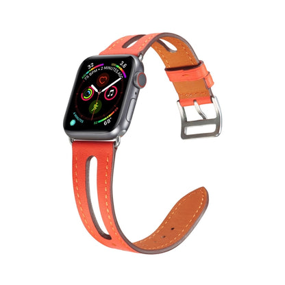 Top-grain Leather Watch Band For Apple Watch Series 9&8&7 41mm / SE 3&SE 2&6&SE&5&4 40mm / 3&2&1 38mm(Red) by bashfashion