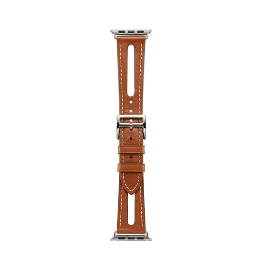 Top-grain Leather Watch Band For Apple Watch Series 7 41mm / 6 & SE & 5 & 4 40mm / 3 & 2 & 1 38mm(Brown) by bashfashion
