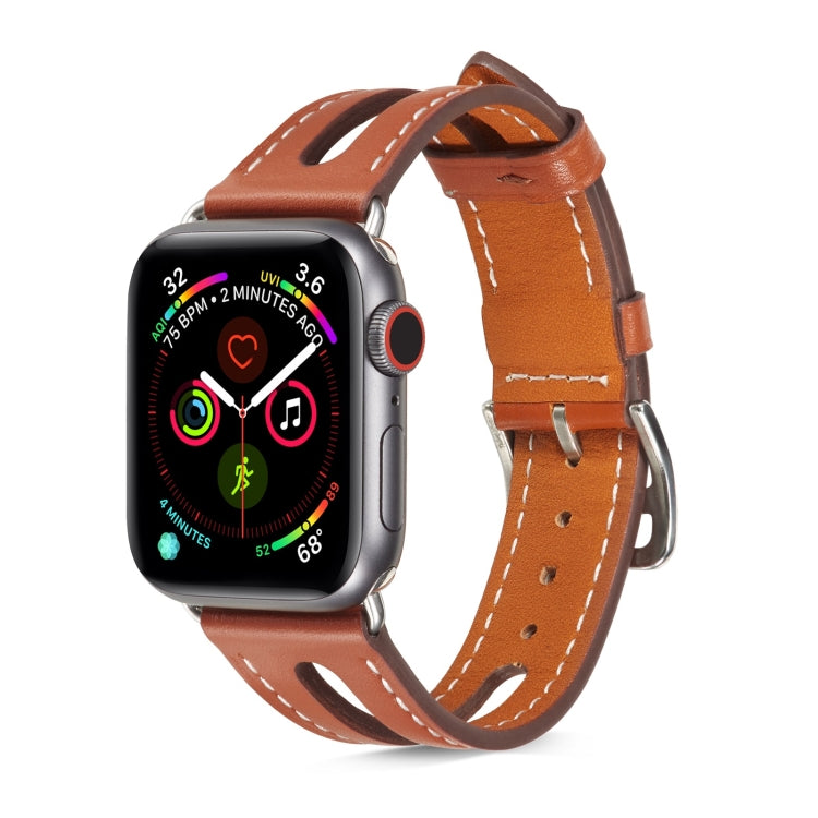 Top-grain Leather Watch Band For Apple Watch Series 7 41mm / 6 & SE & 5 & 4 40mm / 3 & 2 & 1 38mm(Brown) by bashfashion