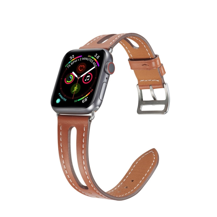 Top-grain Leather Watch Band For Apple Watch Series 7 41mm / 6 & SE & 5 & 4 40mm / 3 & 2 & 1 38mm(Brown) by bashfashion