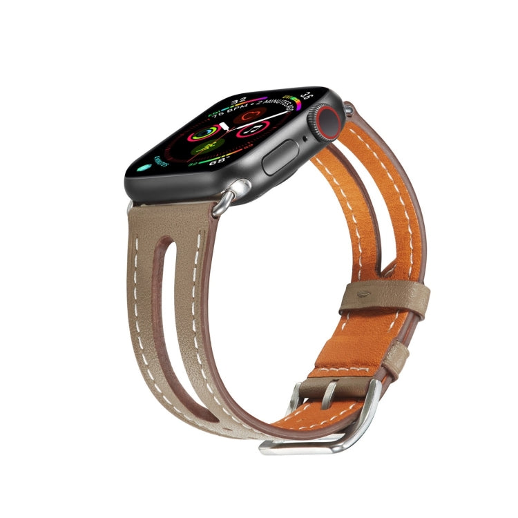 Top-grain Leather Watch Band For Apple Watch Series 9&8&7 41mm / SE 3&SE 2&6&SE&5&4 40mm / 3&2&1 38mm(Grey) by bashfashion