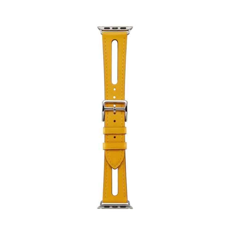 Top-grain Leather Watch Band For Apple Watch Series 9&8&7 41mm / SE 3&SE 2&6&SE&5&4 40mm / 3&2&1 38mm(Yellow) by bashfashion