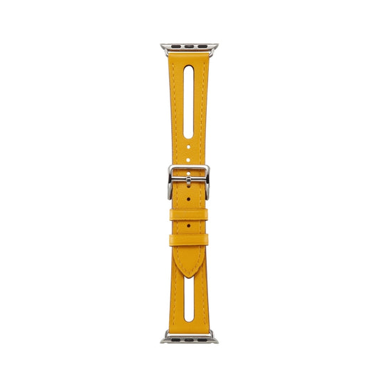 Top-grain Leather Watch Band For Apple Watch Series 9&8&7 41mm / SE 3&SE 2&6&SE&5&4 40mm / 3&2&1 38mm(Yellow) by bashfashion