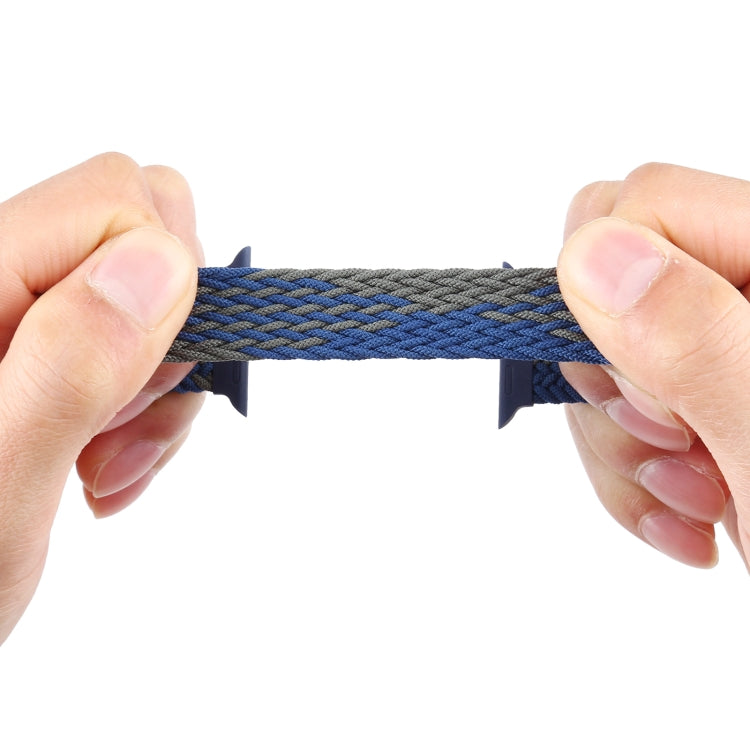 Plastic Buckle Mixed Color Nylon Braided Single Loop Watch Band For Apple Watch Series 9&8&7 41mm / SE 3&SE 2&6&SE&5&4 40mm / 3&2&1 38mm, Size:L(Checkered Blue Green) by bashfashion