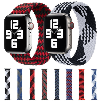Plastic Buckle Mixed Color Nylon Braided Single Loop Watch Band For Apple Watch Series 9&8&7 41mm / SE 3&SE 2&6&SE&5&4 40mm / 3&2&1 38mm, Size:L(Checkered Blue Green) by bashfashion
