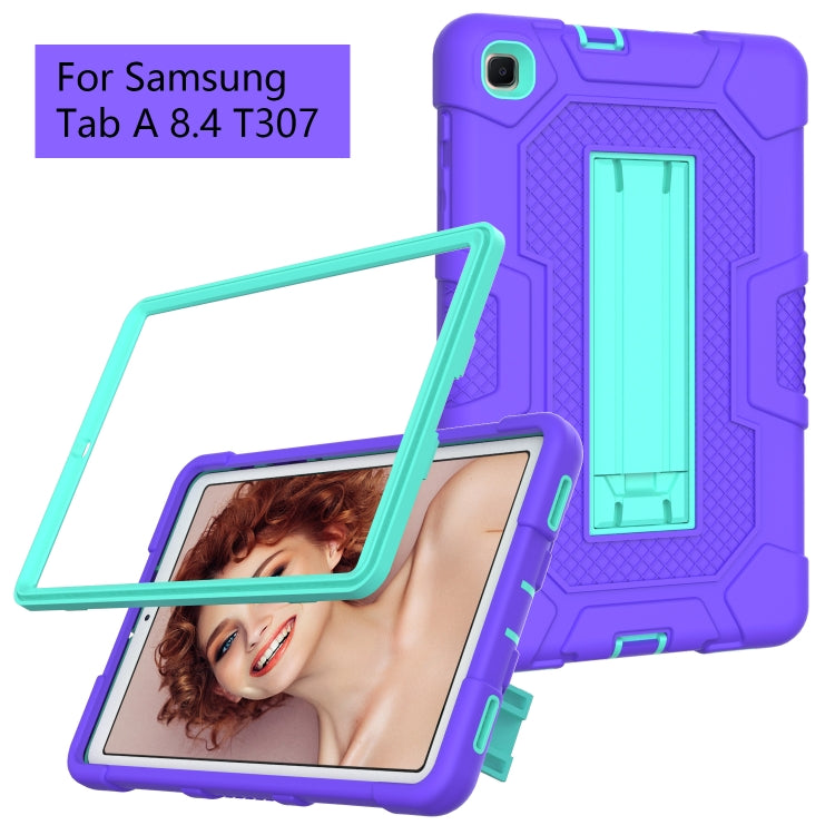 For Samsung Galaxy Tab A 8.4 (2020) / T307 Contrast Color Robot Shockproof Silicone + PC Protective Case with Holder(Purple Mint Green) by bashfashion