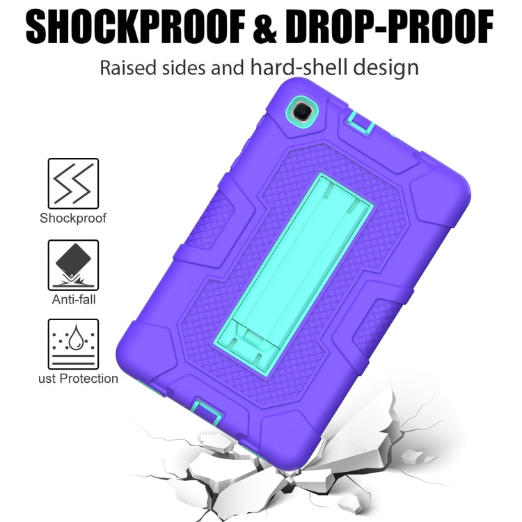 For Samsung Galaxy Tab A 8.4 (2020) / T307 Contrast Color Robot Shockproof Silicone + PC Protective Case with Holder(Purple Mint Green) by bashfashion