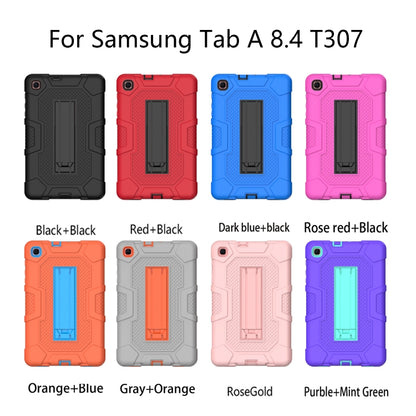 For Samsung Galaxy Tab A 8.4 (2020) / T307 Contrast Color Robot Shockproof Silicone + PC Protective Case with Holder(Purple Mint Green) by bashfashion