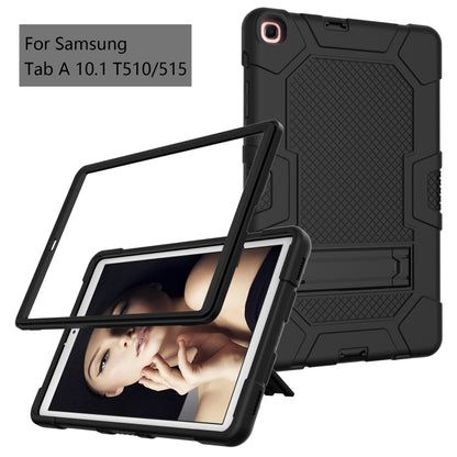 For Samsung Galaxy Tab A 10.1 (2019) / T510 Contrast Color Robot Shockproof Silicone + PC Protective Case with Holder(Black) by bashfashion