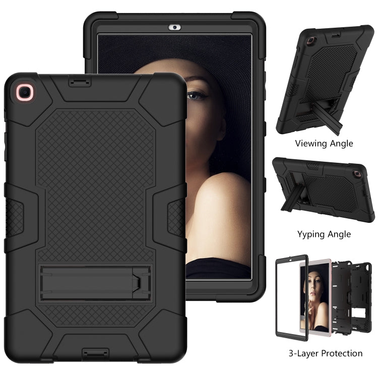 For Samsung Galaxy Tab A 10.1 (2019) / T510 Contrast Color Robot Shockproof Silicone + PC Protective Case with Holder(Black) by bashfashion
