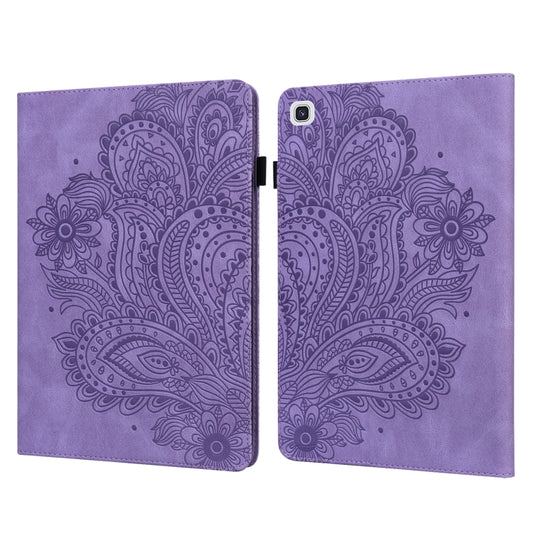 For Samsung Galaxy Tab A7 T500 Peacock Embossed Pattern TPU + PU Horizontal Flip Leather Case with Holder & Card Slots & Wallet(Purple) by bashfashion