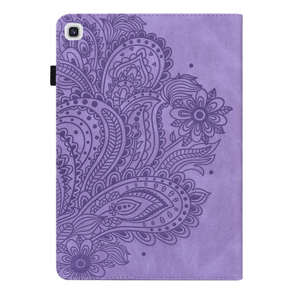 For Samsung Galaxy Tab A7 T500 Peacock Embossed Pattern TPU + PU Horizontal Flip Leather Case with Holder & Card Slots & Wallet(Purple) by bashfashion