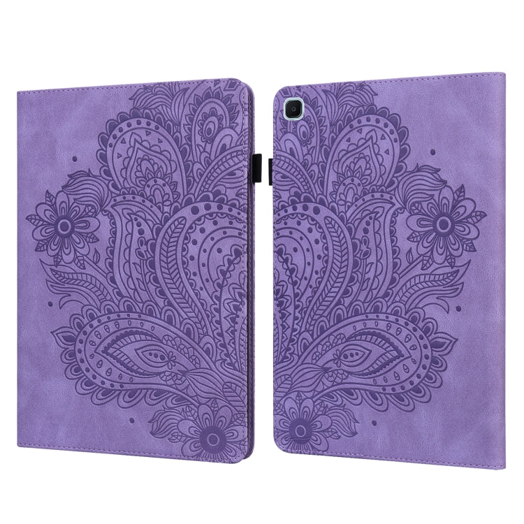 For Samsung Galaxy Tab S6 Lite P610 Peacock Embossed Pattern TPU + PU Horizontal Flip Leather Case with Holder & Card Slots & Wallet & Sleep / Wake-up Function(Purple) by bashfashion