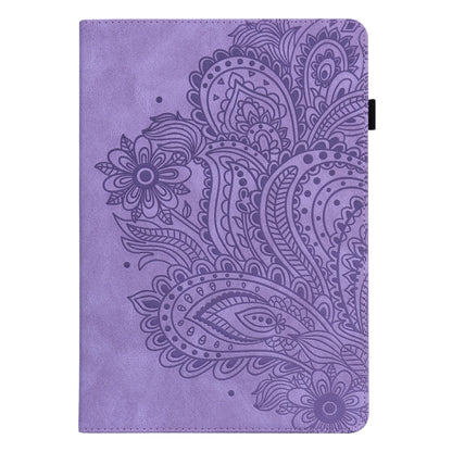 For Samsung Galaxy Tab S6 Lite P610 Peacock Embossed Pattern TPU + PU Horizontal Flip Leather Case with Holder & Card Slots & Wallet & Sleep / Wake-up Function(Purple) by bashfashion